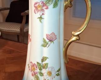 T&V Limoges Pitcher with Pink and White Roses