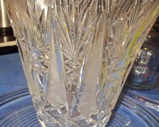 Cut Crystal Vase with Hobstar, Fan, and Crosshatch Motifs