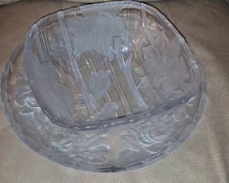 Studio Nova Winter Rose Frosted Glass Fruit Bowl and Platter Set