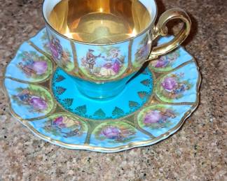 STW Bavaria Teacup and Saucer with Courting Couple Scenes