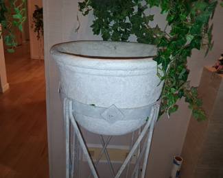Vintage Tapered Planter with Ornate Stand