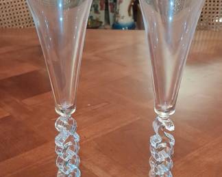 Pair of Cristal d'Arques Millennium 2000 Champagne Flutes
