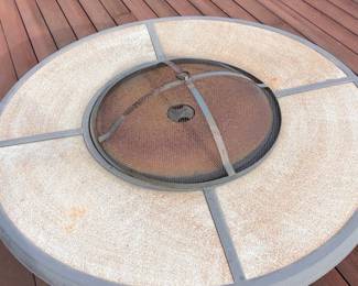 Round Mosaic Tile Metal Fire Pit Table