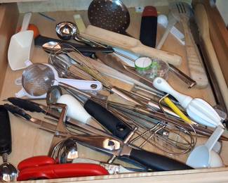 Assorted Kitchen Utensils and Drawer Organizers