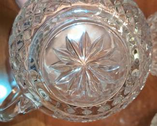 Set of 3 Cut Crystal Pitchers with Diamond and Starburst Patterns