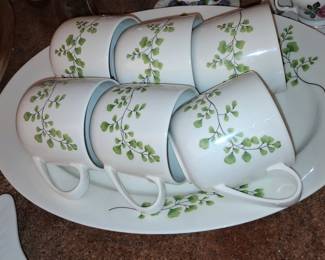 Martha Stewart Collection "Maidenhair Fern" Pattern Coffee Cups and Saucer Set