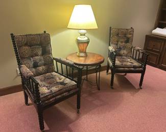 Asian chairs, lamp and table available