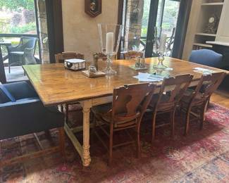 Not available for pickup until Sept 6'x4' wood table and chair set