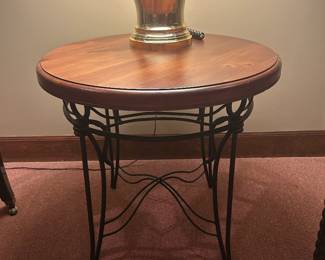 2' round table with black metal legs