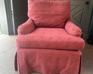 salmon upholstered arm chair
