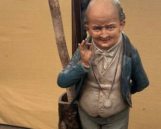 Mr. Pickwick terracotta statue with canes