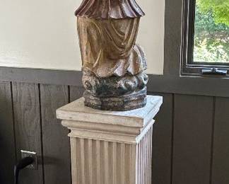 Beautiful antique wooden angel from 18th century or early 19th century German origin - part of a scene from a country church 38”Hx26.5W