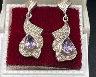 Sterling Silver 925 Amethyst Earrings * Total Weight 5.92g