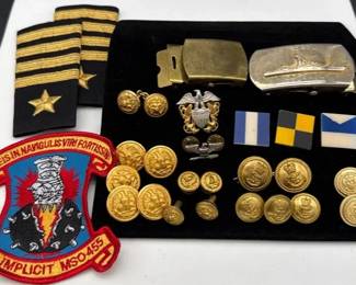 US Military VTG Navy Patches, Pins & Uniform Buttons * Japan & Solid Brass Belt Buckles