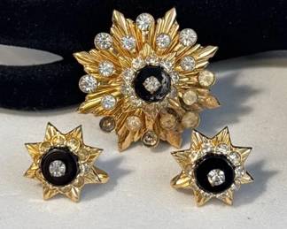 Beautiful Matching Costume Jewelry Brooch Pin & Screw-On Earrings