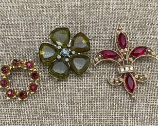 Costume Jewelry 3 Brooches