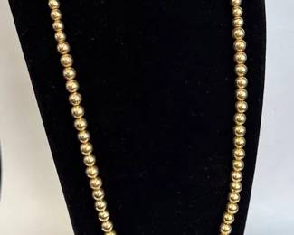 Vintage Hollow 14K Gold Beads On A 14K Gold Chain * 11.4g * 25.5” Long