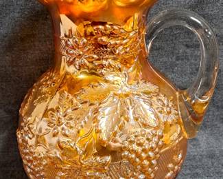 MARIGOLD CARNIVAL GLASS PITCHER
