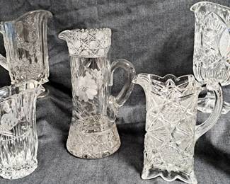 VINTAGE GLASS PITCHERS EAPG