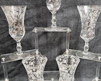 ETCHED GLASSES FOSTORIA? TIFFIN?