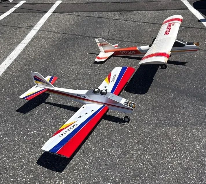 2~ Large Balsa Wood RC MODEL Airplanes * HOBBICO NEXTAR 69” Wingspan * SONIC 52” Wingspan W/ Engine