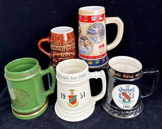 Assorted USA Beer 5-8” Steins * USA Colleges & 1988 Olympics