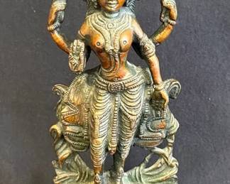 Collectible Metal Sculpture Of An Indian Deity * Hindu Lakshmi?