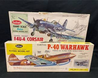 2 Guillow’s Scale Balsa Airplane Model Kits *Curtiss P-40 Warhawk *F4U-4 Corsair