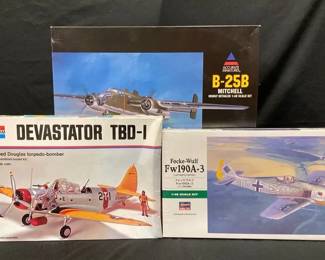 3 Vintage Model Airplanes 1/48 Scale *Focke-Wulf NIB *Hasegawa *Monogram *Accurate Miniatures