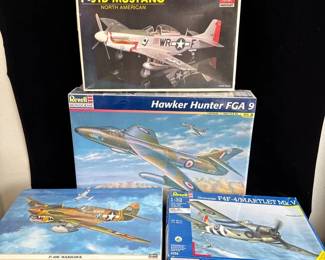 4 Vintage 1/32 Scale Model Plane Kits * New Revel Monogram Hawker Hunter FGA 9 *