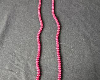 Natural Ruby Rondelle Beads Necklace with Gold Clasp