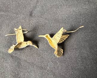 Vintage GoldTone Hummingbird Dangle Earrings by Wild Bryde