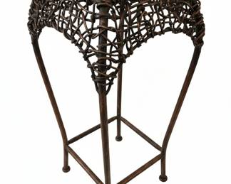 Vintage Woven Wire Metal Plant Stand
