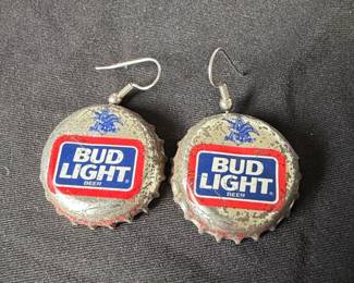 Bud Light Upcycled Bottle Cap Dangle Earrings