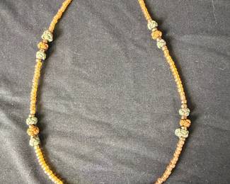 Artisan Beaded Necklace with Knotted Cord Accents