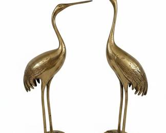 Vintage Gatco Solid Brass Crane Figurines