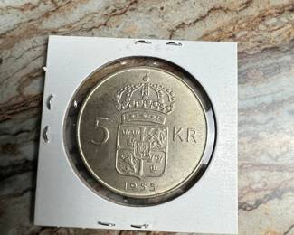 1955 Sweden 5 Kronor Silver Coin