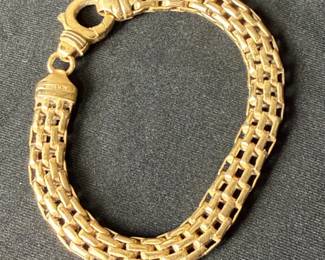 14K Yellow Gold Basket Weave Link Bracelet