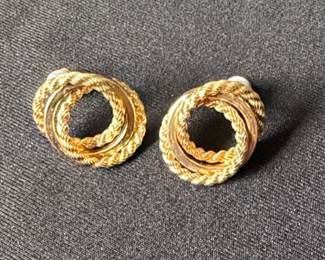14K Yellow Gold Twisted Rope Circle Earrings