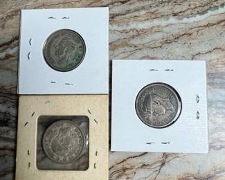 Lot of 3 Canadian George VI Silver Quarters (1938, 1942, 1942)