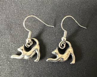 Stretching Cat Dangle Earrings