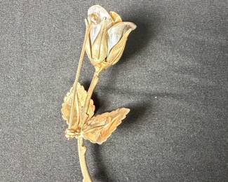 Vintage TwoTone Rose Brooch by Giovanni
