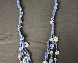 Boho Blue Cord Necklace