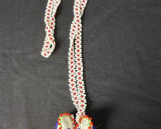 Vintage Beaded Moccasin Pendant Necklace