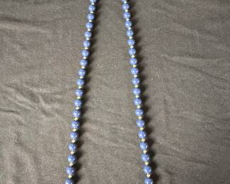 Vintage Lapis Lazuli Bead Necklace with GoldTone Spacers