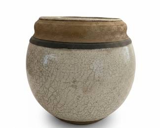 Studio Pottery Crackle Glaze Jar with Lid