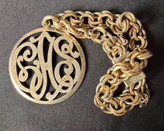 Vintage K Gold Filled Monogram Charm Bracelet