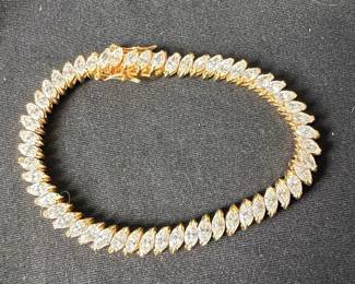 GoldTone MarquiseCut Cubic Zirconia Tennis Bracelet