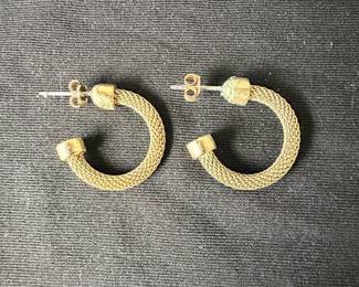 14K Yellow Gold Mesh Hoop Earrings