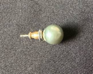 Single 14K Gold Jade Stud Earring